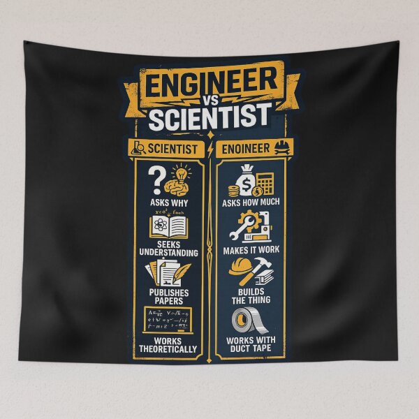 Item preview, Engineer vs Scientist Funny Comparison Chart – Bold Humor Poster Art | Engineering Gift designed and sold by irfanshikh.