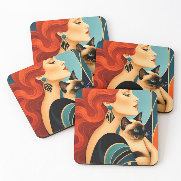 Item preview, Wall Art - Postcard - Art Deco Elegance with Siamese Cat designed and sold by ForeverPrintsOK.