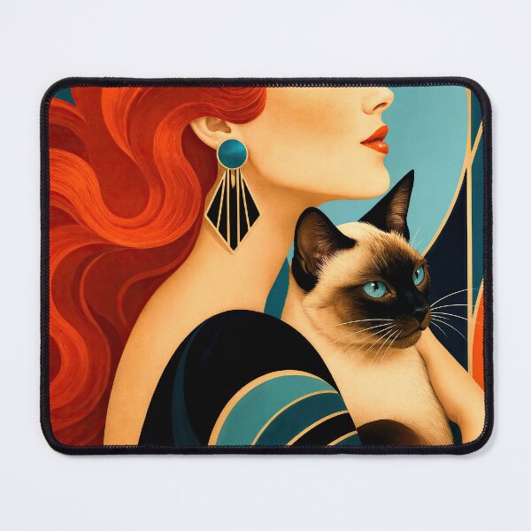 Item preview, Wall Art - Postcard - Art Deco Elegance with Siamese Cat designed and sold by ForeverPrintsOK.