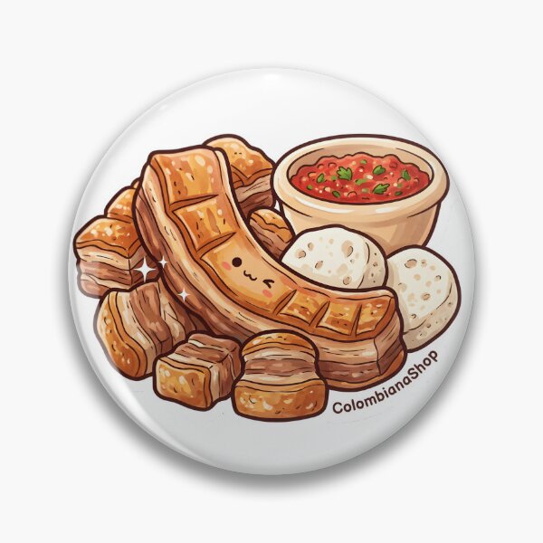 Item preview, Four-Lane Chicharrón — Colombian Chibi Food Art | Kawaii Style designed and sold by ColombianaShop.