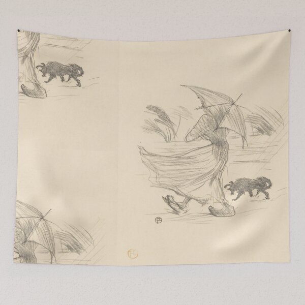 Item preview, Ce Que Dit La Pluie by Henri de Toulouse-Lautrec | Minimalist Rainy Street Scene Art Print designed and sold by artofuniverse.
