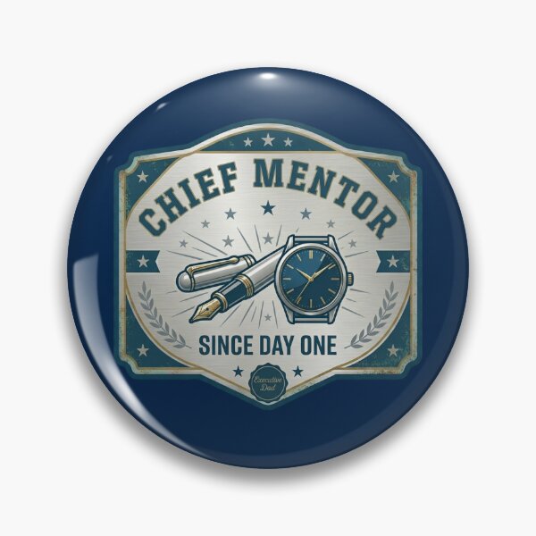 Item preview, Vintage Chief Mentor Executive Dad Brushed Steel Service Badge designed and sold by KelliesGrafix.