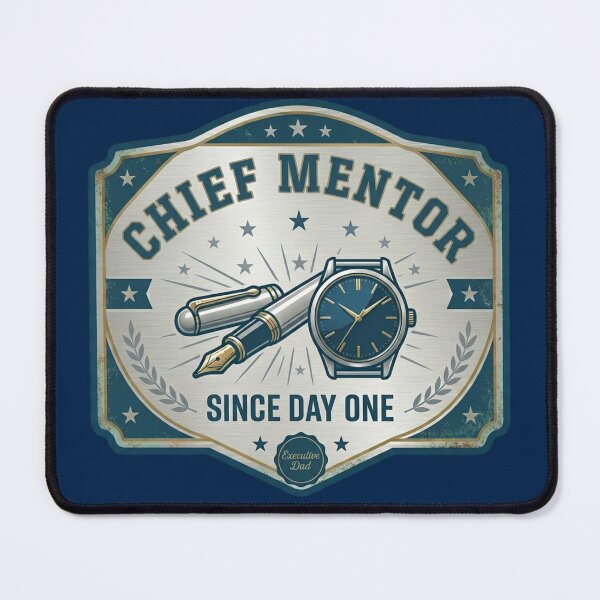 Item preview, Vintage Chief Mentor Executive Dad Brushed Steel Service Badge designed and sold by KelliesGrafix.