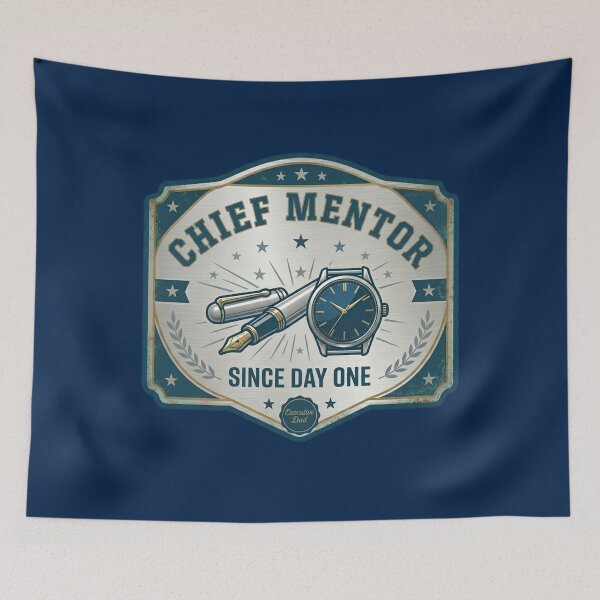 Item preview, Vintage Chief Mentor Executive Dad Brushed Steel Service Badge designed and sold by KelliesGrafix.