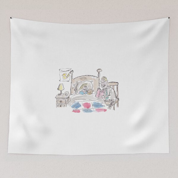 Item preview, Dad reading to his child in bed designed and sold by Inky Fingers Illustrations.