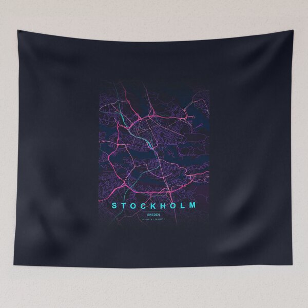 Item preview, Neon Style Map of Stockholm, Sweden designed and sold by Enea Kelo.