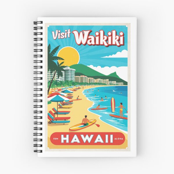 Item preview, Waikiki Hawaii Retro Surf Travel Sticker Art designed and sold by bobparduephoto.