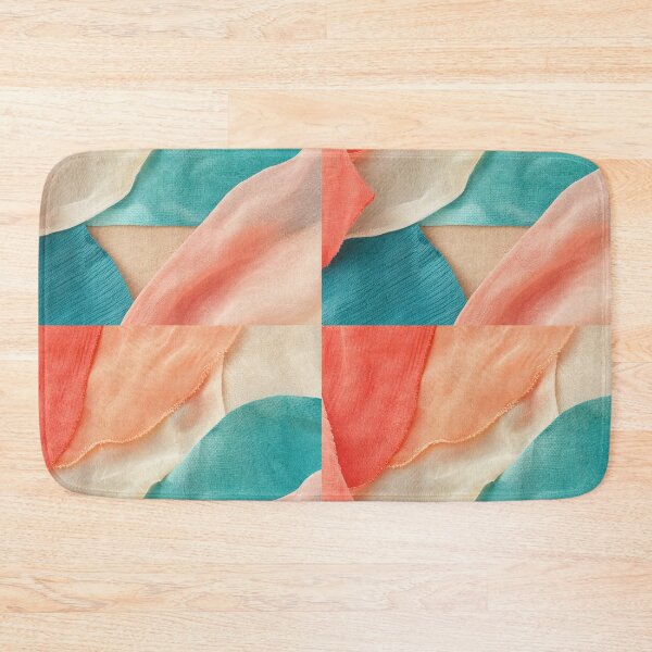 Item preview, Coral Teal Layered Textile Collage designed and sold by frumixart.