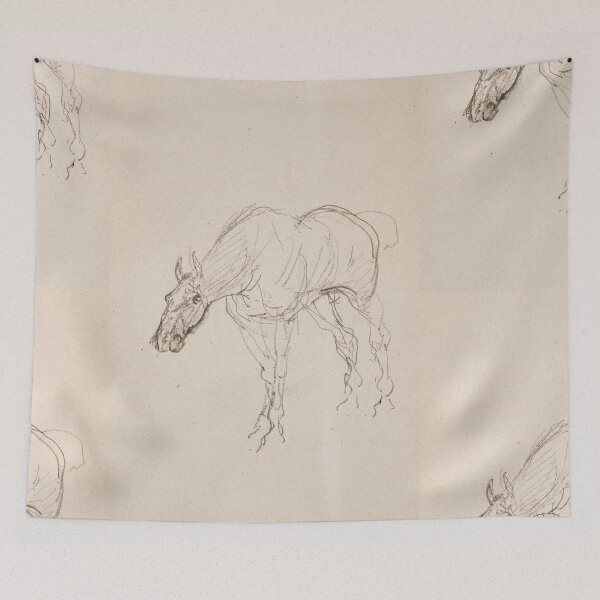 Item preview, Cheval by Henri de Toulouse-Lautrec | Minimalist Horse Sketch Equestrian Art Print designed and sold by artofuniverse.