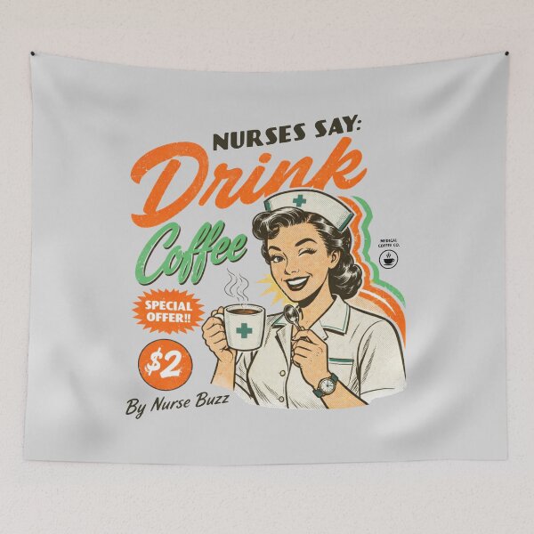 Item preview, RETRO NURSE COFFEE AD – VINTAGE MEDICAL HUMOR & CAFFEINE ART designed and sold by VoglR.