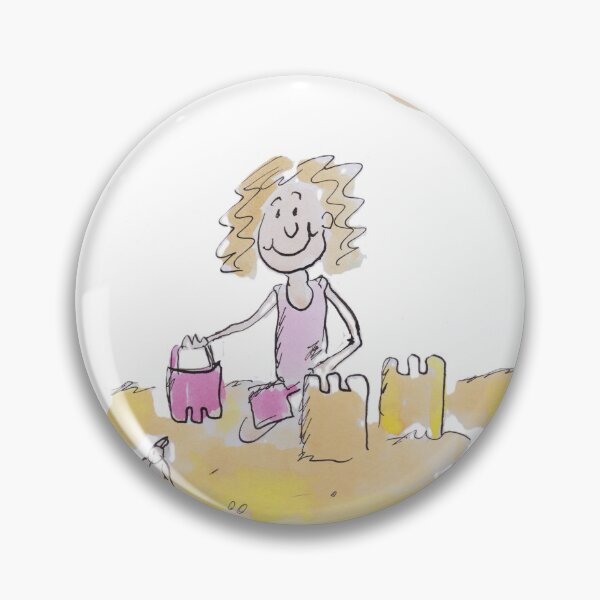 Item preview, girl Building sand castles on the beach designed and sold by Inky Fingers Illustrations.