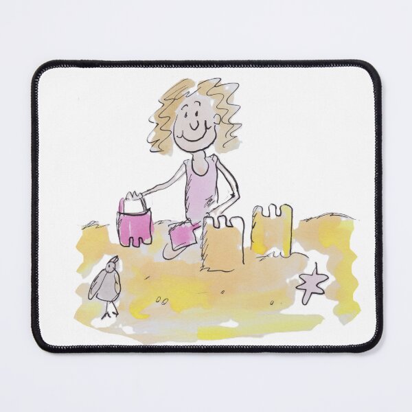Item preview, girl Building sand castles on the beach designed and sold by Inky Fingers Illustrations.