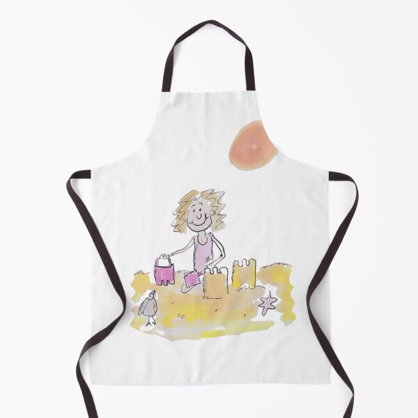 Item preview, girl Building sand castles on the beach designed and sold by Inky Fingers Illustrations.
