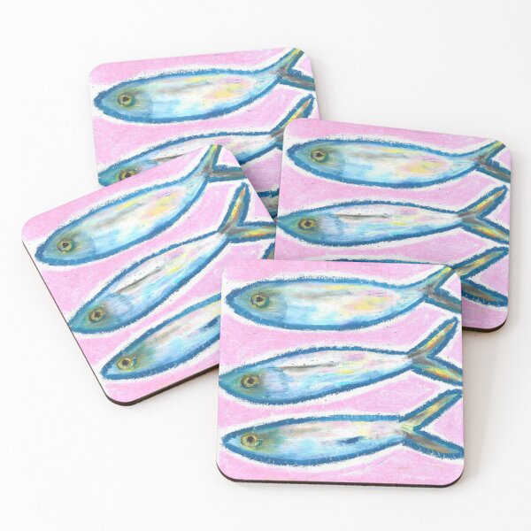 Item preview, School of Sardines Oil Pastel Print designed and sold by HettyART.
