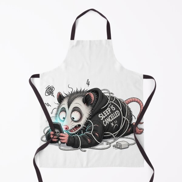 Item preview, Sleep Is Cancelled Possum – Chaotic Sleep Deprived Trash Panda Cartoon designed and sold by Motel Mirage.