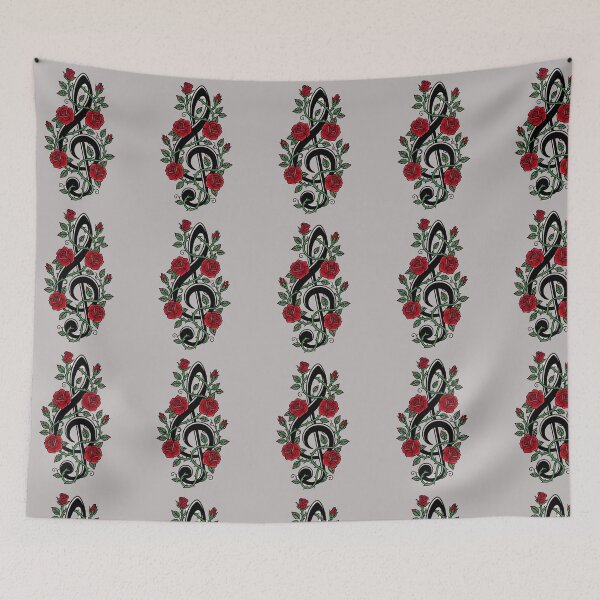Item preview, Treble Clef Roses: Vintage Music Tattoo Art designed and sold by Style-InkPulse.