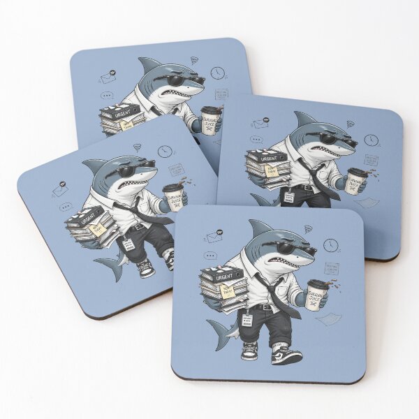 Item preview, Corporate Shark – Overworked Office Shark Cartoon Illustration designed and sold by Motel Mirage.