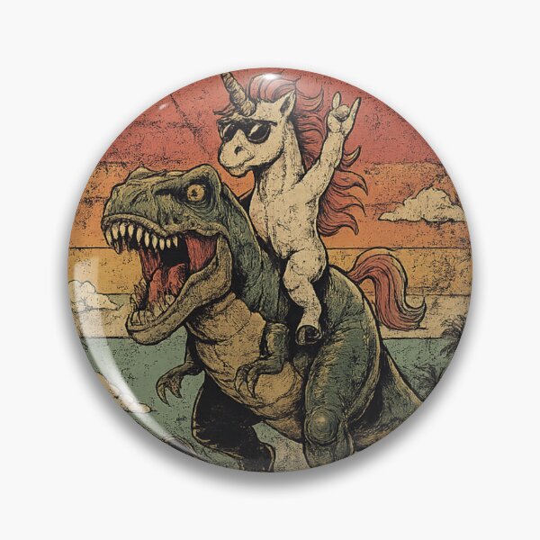 Item preview, Unicorn on T-Rex – Funny Dino Unicorn Vintage Retro Design with Rainbow designed and sold by Palettd.