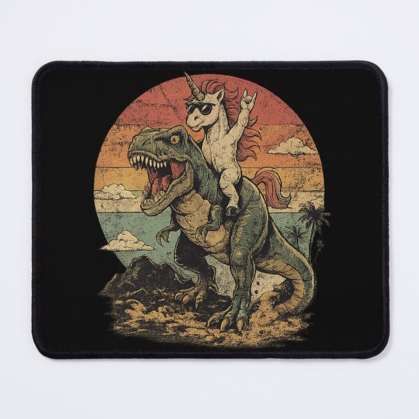 Item preview, Unicorn on T-Rex – Funny Dino Unicorn Vintage Retro Design with Rainbow designed and sold by Palettd.