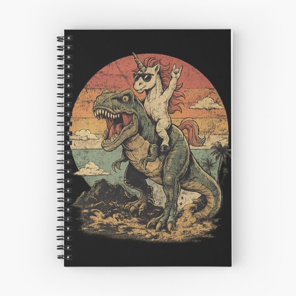 Item preview, Unicorn on T-Rex – Funny Dino Unicorn Vintage Retro Design with Rainbow designed and sold by Palettd.