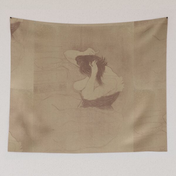 Item preview, Combing Their Hair by Henri de Toulouse-Lautrec | Post-Impressionist Art Nouveau Figure Print designed and sold by artofuniverse.