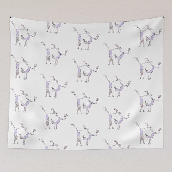 Item preview, Gymnasts doing handstands wearing pink boots designed and sold by Inky Fingers Illustrations.