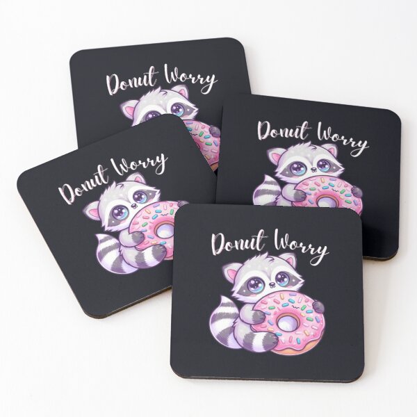 Item preview, Donut Worry Cute Raccoon With Donut Kawaii T-Shirt designed and sold by HopeAndHustle.