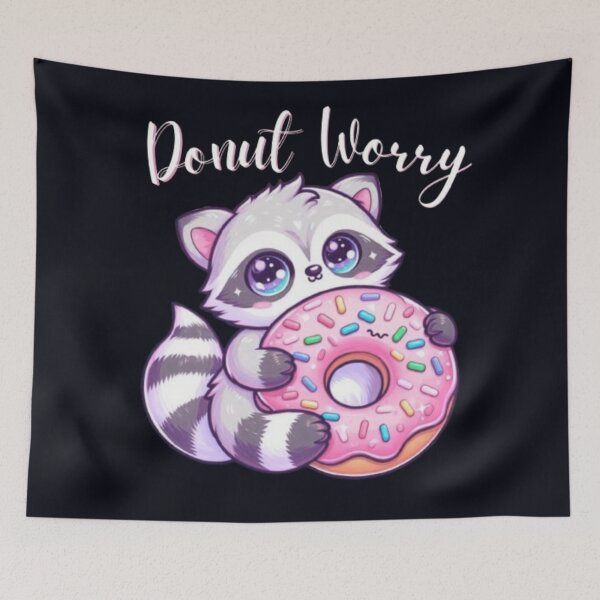 Item preview, Donut Worry Cute Raccoon With Donut Kawaii T-Shirt designed and sold by HopeAndHustle.