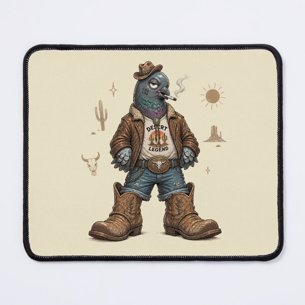 Item preview, Desert Legend Pigeon – Cowboy Bird Western Cartoon designed and sold by Motel Mirage.