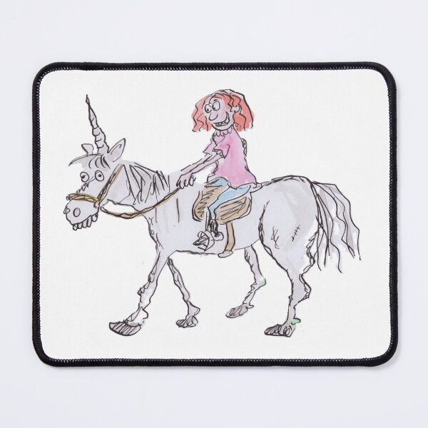 Item preview, A ginger girl riding a unicorn designed and sold by Inky Fingers Illustrations.