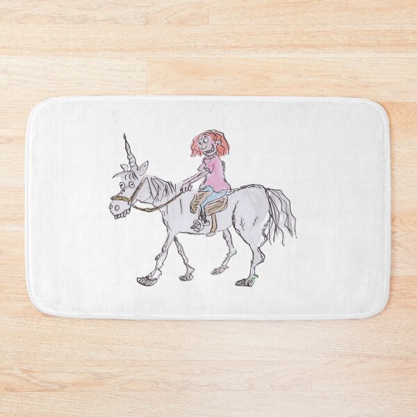 Item preview, A ginger girl riding a unicorn designed and sold by Inky Fingers Illustrations.