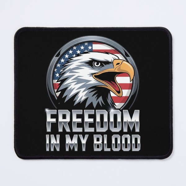 Item preview, Freedom In My Blood – Steel Eagle Patriotic Badge designed and sold by OldGloryForge.