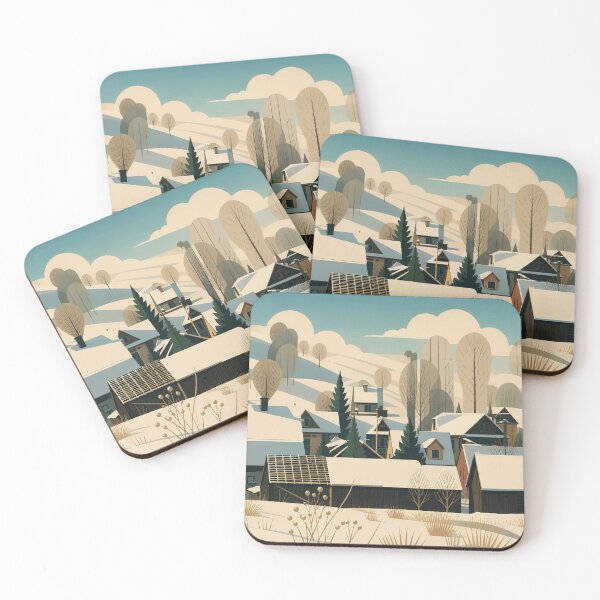 Item preview, An Art Deco–inspired winter landscape of Krościenko designed and sold by darekkocurek.