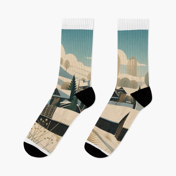 Item preview, An Art Deco–inspired winter landscape of Krościenko designed and sold by darekkocurek.