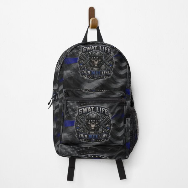 Item preview, SWAT Life Thin Blue Line Tactical Skull Police Design designed and sold by artistwill.