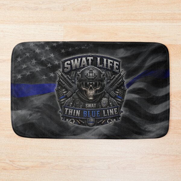 Item preview, SWAT Life Thin Blue Line Tactical Skull Police Design designed and sold by artistwill.