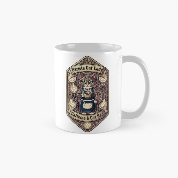 Item preview, Barista Cat Lady T Shirt, Caffeine & Cat Hair Mug, Funny Cat Owner Coffee Gift designed and sold by YMLux.