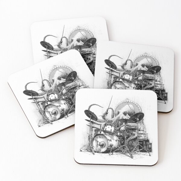 Item preview, Octopus Drummer | Surreal Music Illustration designed and sold by SurfolioPrints.