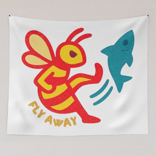 Item preview, The Bee’s Great Escape - Funny Bee Kicking Fish Illustration designed and sold by RDproject.