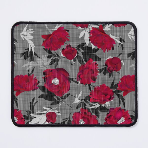 Item preview, Red peonies on a gray linen structure designed and sold by kobyakov.