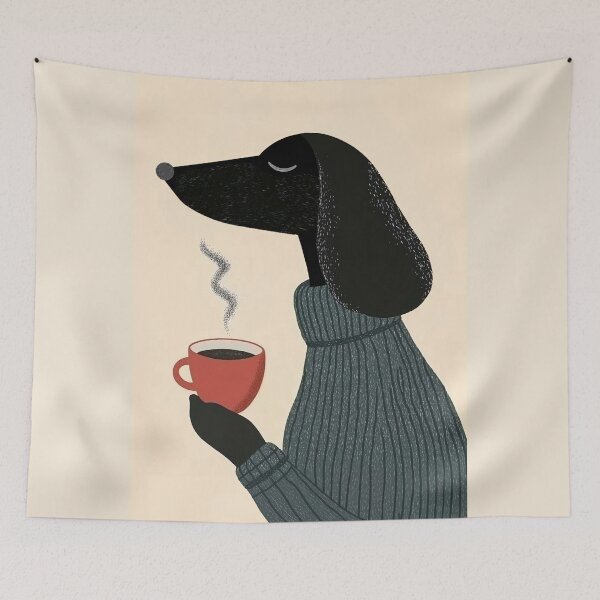 Item preview, Dachshund Coffee Break | Minimalist Dog Wall Art designed and sold by SurfolioPrints.