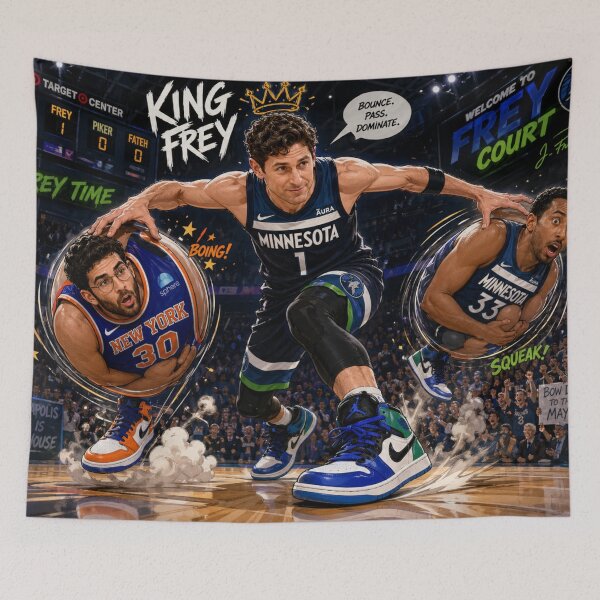 Item preview, Basketball Showdown: Jacob Frey vs. Hasan Piker and Omar Fateh designed and sold by Uniqueartai.