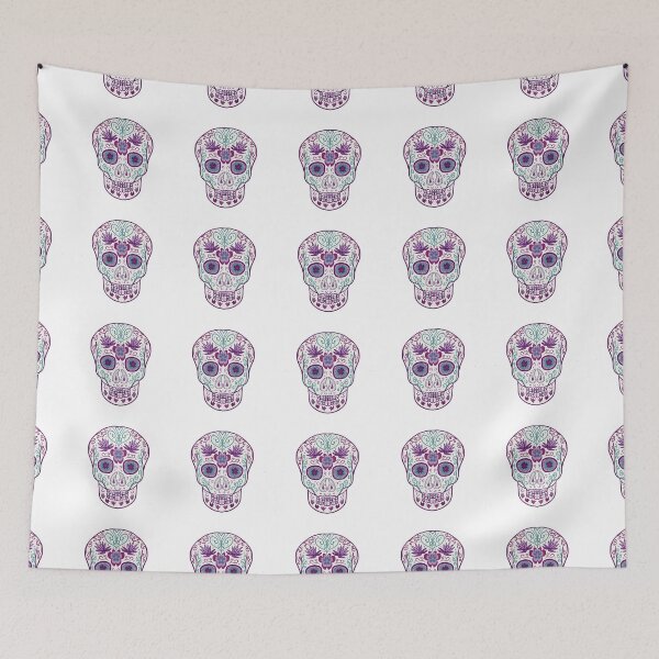 Item preview, Purple & teal Day Of The Dead Sugar Skull designed and sold by Anne Londez Studio.