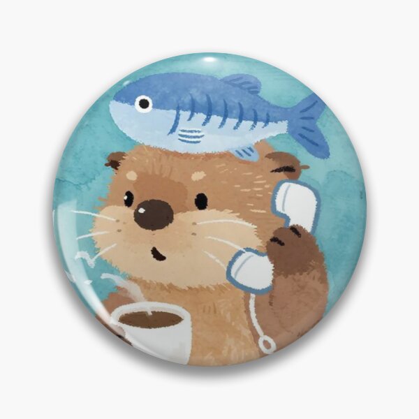 Item preview, Whimsical Otter with Coffee & Fish Friend designed and sold by romyyssa.