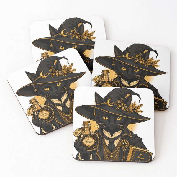 Item preview, The Alchemist's Familiar - Mystical Black Cat Wizard designed and sold by artdesingart.