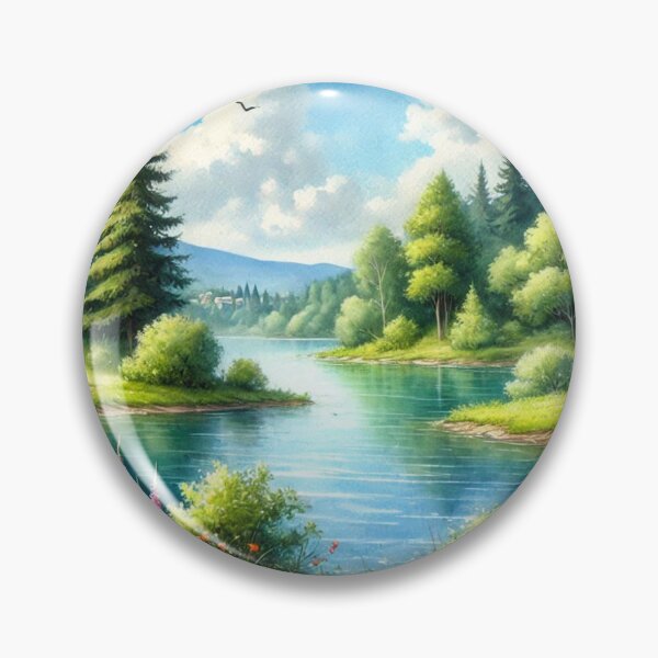 Item preview, Serene river landscape with vibrant flowers and tranquil forest harmony in picturesque nature designed and sold by FotoworldEdel.