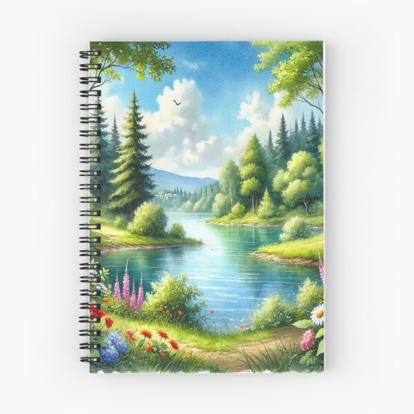 Item preview, Serene river landscape with vibrant flowers and tranquil forest harmony in picturesque nature designed and sold by FotoworldEdel.