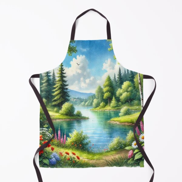 Item preview, Serene river landscape with vibrant flowers and tranquil forest harmony in picturesque nature designed and sold by FotoworldEdel.
