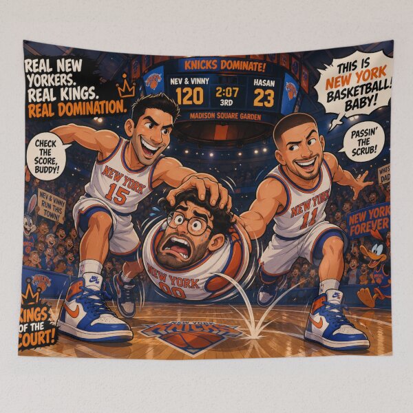 Item preview, Cartoon Basketball Showdown: Nev Schulman and Vinny Guadagnino vs. Hasan Piker designed and sold by Uniqueartai.
