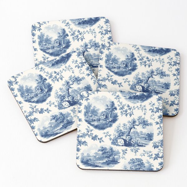 Item preview, Classic French Toile Countryside Landscape & Floral Pattern designed and sold by warayut.